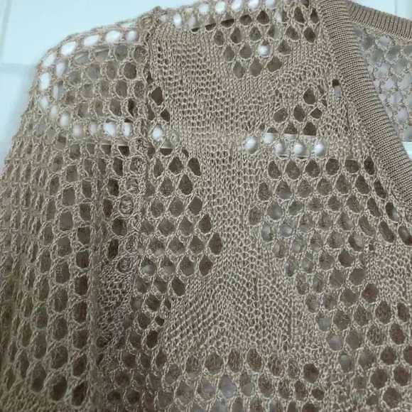 Tricotto Peach/Pink Mesh Cardigan Size  Small - Picture 12 of 16